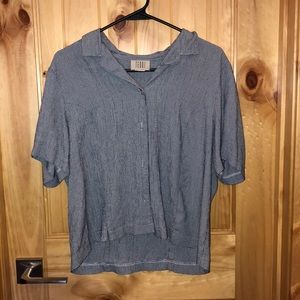 black & white pattern button up t-shirt